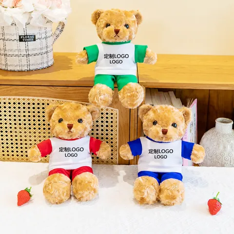 Cute Teddy Bear Plush Toy School Uniform Sporty Outfit Stuffed Animal Soft Customizable Logo Bear Doll Gift For Students Kids