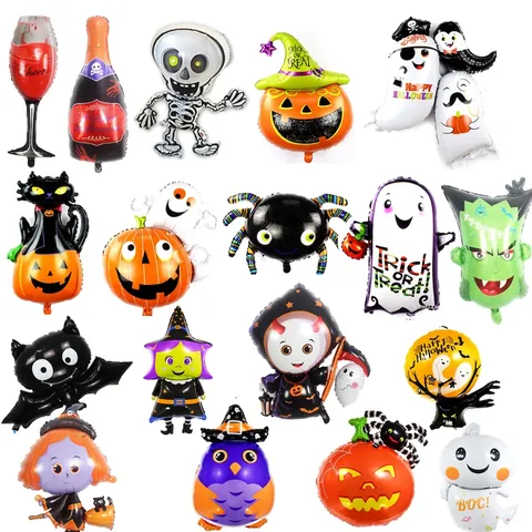 Halloween Aluminum Foil Balloons Pumpkin Ghost Spider Witch Bat Shape Cartoon Party Supplies Decorations Foil Mylar Novelty