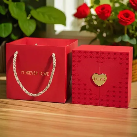 Double Door Jewelry Gift Box Heart Metal Lock Soap Rose Drawer Necklace Ring Display Storage With Matching Handbag