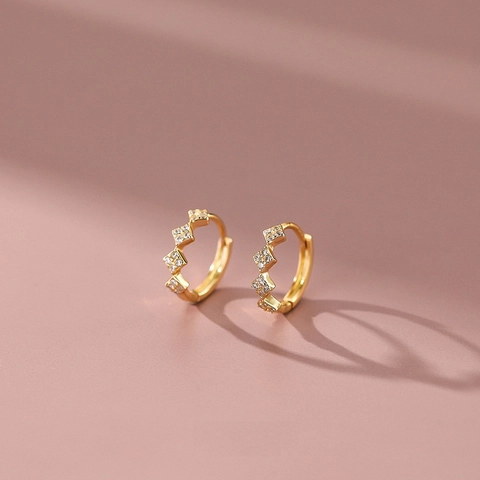 Orecchini A Cerchio Rombo Argento Sterling 925 Geometrici Piccoli Zirconia Gioielli Minimalisti Da Donna