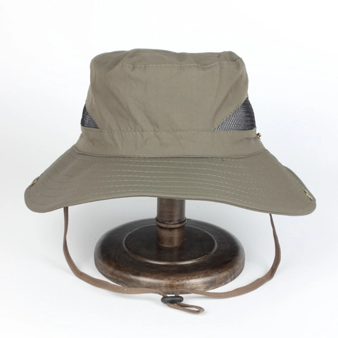 Wide Brim Bucket Hat Sun Protection Breathable Mesh Outdoor Fishing Hiking Safari Bush Hat With Adjustable Chin Strap Foldable