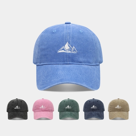 Washed Cotton Baseball Cap Vintage Mountain Embroidery Adjustable Dad Hat Outdoor Sports Casual Sun Hat Unisex