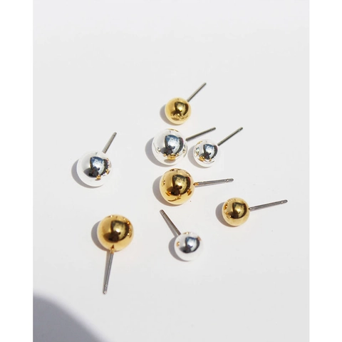 Minimalisti Orecchini a Bottone in Ottone a Sfera per Donna Uomo Placcati in Oro Vero Piccoli Orecchini Geometrici Rotondi Gioielli Moda