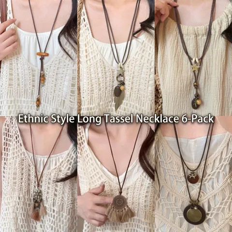 Collier Bohème Long Pendentif Perle En Bois Charme Allié Ethnique Vintage Gland Chaîne De Pull Femmes