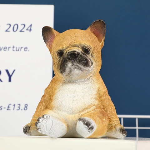 Französische Bulldogge Figur Süße Deprimierte Mops Statue Harz Cartoon Hund Ornament Für Schreibtisch Dekoration