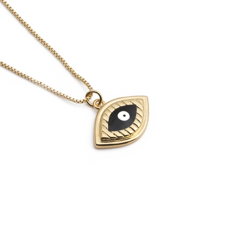 Evil Eye Halskette Kupfer Vergoldet Mit Zirkonia Und Emaille Box Kette Vintage Schmuck Für Frauen