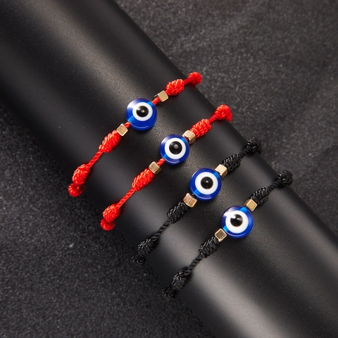 Evil Eye Geflochtenes Seil Armband Set Rote Schwarze Schnur Verstellbar Glück Freundschaft Schutz Schmuck