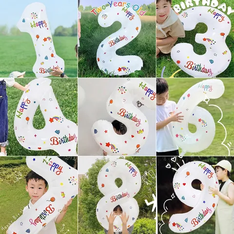 Happy Birthday Printed Number Balloon Aluminum Foil Large Mylar Celebration Party Decoration