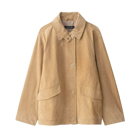 Women Faux Suede Jacket Lapel Long Sleeve Button Up Casual Solid Color Short Coat With Pockets Vintage Chic Outerwear