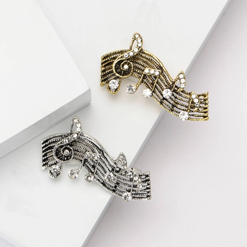 Spilla A Forma Di Nota Musicale In Lega Con Strass Vintage Per Abiti Cappotti Gioielli Di Moda Unisex