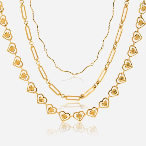Collana da Donna in Acciaio Inossidabile Oro Cuore Catena a Graffetta Elegante Gioielli Minimalisti per Uso Quotidiano Regalo