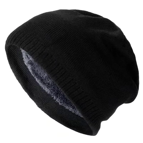 Gorro De Punto De Invierno Para Hombre Y Mujer Con Forro Polar Grueso Cálido Color Sólido Gorro Acanalado Cortavientos