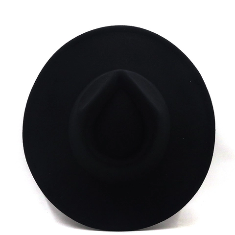 Fedora Hat Wool Felt Wide Brim Teardrop Crown Vintage British Style For Men Women Elegant Solid Color Jazz Hat