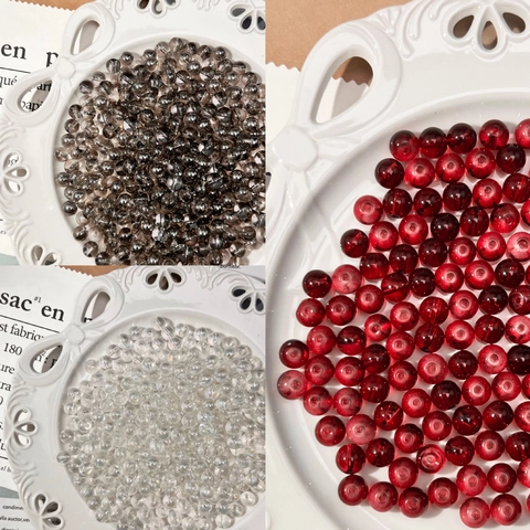 Round Glass Beads Polished Transparent Electroplated DIY Jewelry Making Crafts Bracelet Necklace Accessories Loose Beads