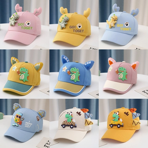 Baby Baseball Cap Cotton Sun Protection Outdoor Cartoon Dinosaur Rabbit Bear Astronaut Toddler Kids Adjustable Hat