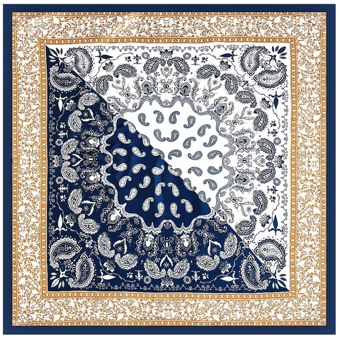 Women's Paisley Satin Square Scarf Bohemian Ethnic Floral Print Large Neck Scarf Vintage Shawl Accessory For Women