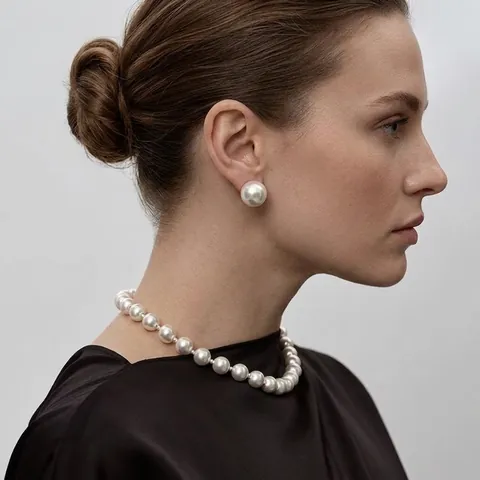 Collana Francese Vintage in Rame con Perle Spazzolate Catena a Sfere a Strati Set Gioielli in Metallo Minimalista da Donna