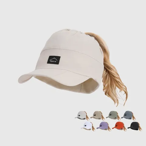 Women Empty Top Baseball Cap Nylon Foldable Brim Sun Hat Breathable Quick-dry Adjustable Ponytail Friendly Outdoor Sporty