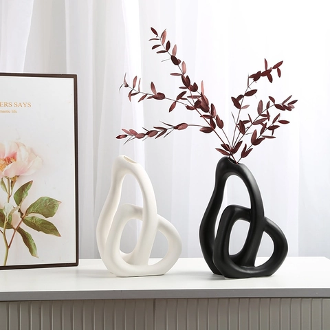 Vaso In Ceramica A Forma Di Cuore Intrecciato Astratto Nordico Moderno Minimalista Incavo Decorazione Per La Casa Ornamento Da Tavolo