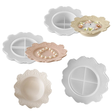 Embossed Baroque Silicone Mold For Dish Bowl DIY Resin Casting Plaster Candle Making European Vintage Decorative Crafts
