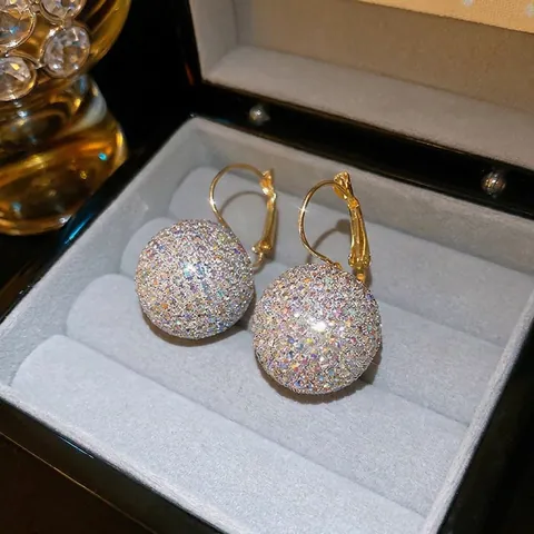 Bunte Strass Kugel Tropfenohrringe Mit Silbernem Ohrstecker Legierung Funkelnde Sphärische Anhänger Mode Schmuck Für Damen