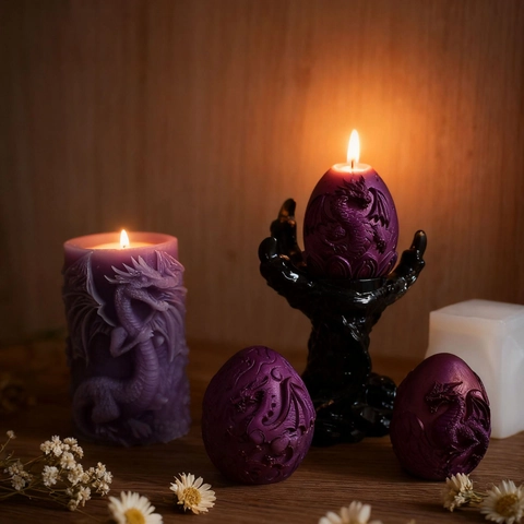 3D Dragon Embossed Silicone Mold For Candle Making DIY Dragon Egg Mythical Creature Craft Tool For Gypsum Resin Arts