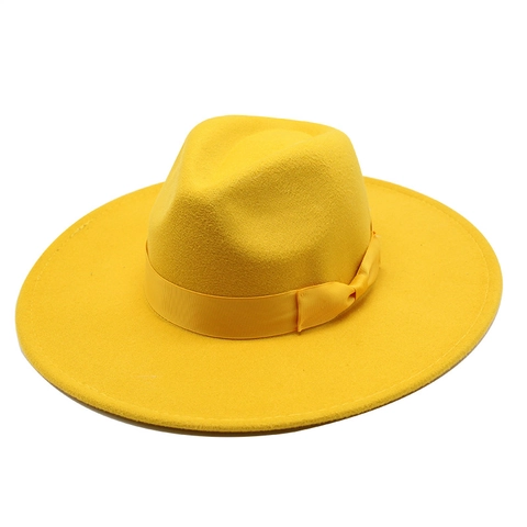 Fedora Hat Woolen Felt Wide Brim Ribbon Bow Decor Elegant Jazz Style Autumn Winter Unisex Fashion Accessory