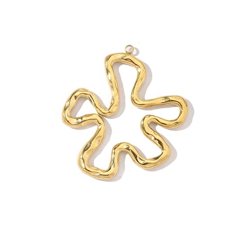 Stainless Steel Charms Pendants Gold Plated Heart Butterfly Flower Bow Geometric Hollow For DIY Jewelry Making French Vintage Retro