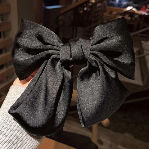 Übergroße Satin Schleife Haarspange Lolita Stil Elegant Einfarbig Feder Barrette Für Damen Alltag Dating Party Zubehör
