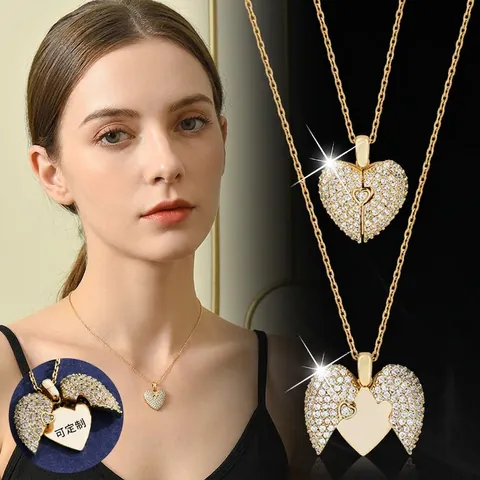 Collar Con Colgante De Corazón De Acero Inoxidable Con Circonitas Diseño De Apertura Cadena De Clavícula Para Mujer