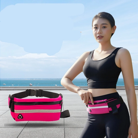 Riñonera Deportiva Impermeable De Poliéster Con Bolsillo De Hidratación Cinta Reflectante Y Orificio Para Auriculares Unisex