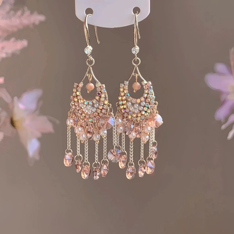 Orecchini Pendenti Con Cristalli Boho Vintage Strass Farfalla Goccia D'acqua Gioielli Con Perno In Argento