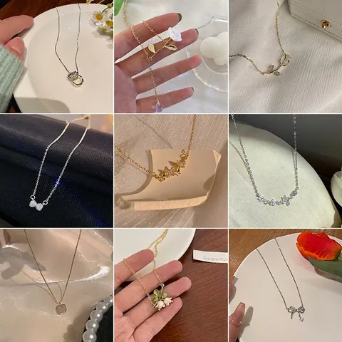 Elegante Collar de Aleación con Diamantes de Imitación Lazo y Perla Artificial para Mujer Colgante Minimalista Flor Corazón