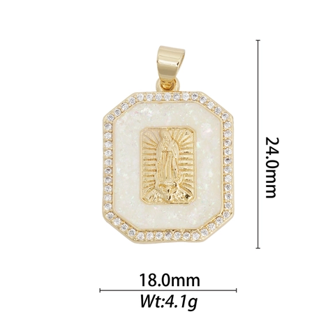 Pendenti Religiosi Vergine Maria San Benedetto Rame Placcato Oro 18K Con Opale Sintetico E Zirconia Per Creazione Gioielli