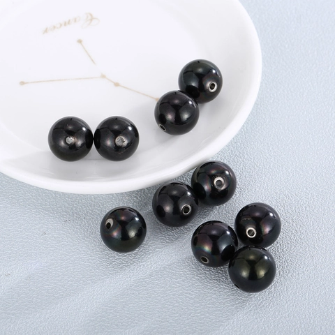 Perles D'Espacement Rondes Acier Inoxydable Noir Surface Lisse Petit Trou Fabrication De Bijoux Accessoires DIY