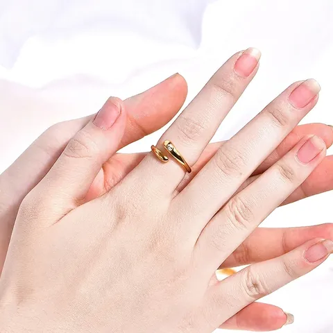 Minimalistische Roestvrijstalen Open Ring Verguld Zirkoon Inleg Verstelbare Elegante Geometrische Vinger Sieraden Dames