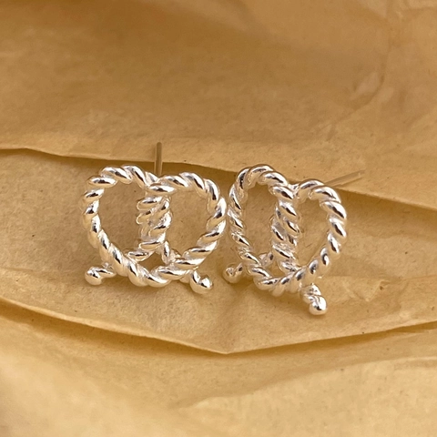 Orecchini A Lobo Cuore In Argento Sterling 925 Per Donna Nodo A Corda Intrecciata Forma Pretzel Gioielli Di Moda