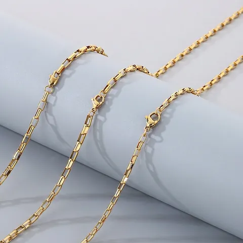 Gioielli Collana E Bracciale Catena Veneziana Minimalista Acciaio Inossidabile 304 Maglie Rettangolari Per Donna