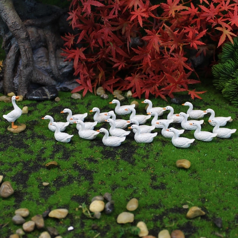 Miniature Duck Figurines Resin Realistic White Goose Statues For Micro Landscape Garden Succulent Pot Decor DIY Novelty