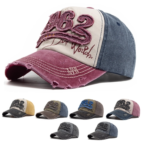 Cappello Da Baseball Ricamato Vintage 1962 Cotone Lavato Patchwork Distressed Cappello Da Sole Regolabile Retro