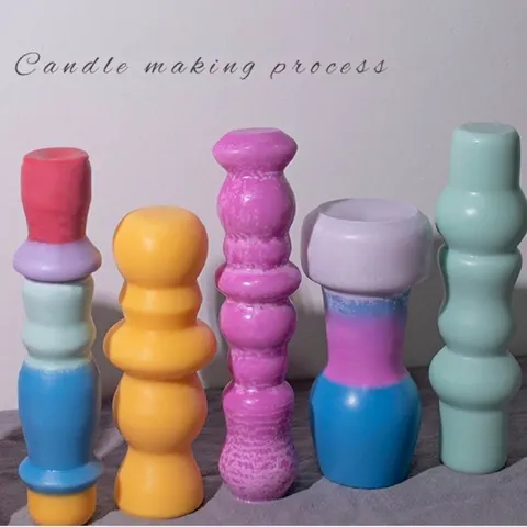 Stackable Geometric Pillar Silicone Mold For DIY Candle Making Morandi Style Aromatherapy Stone Plaster Craft Home Decor