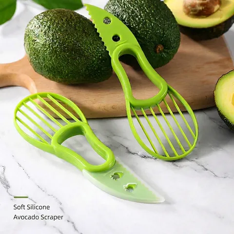 Avocado Slicer Cutter Pitter PP Plastic Multifunctional Kitchen Tool Green Serrated Blade Ergonomic Handle