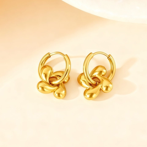 Titanium Steel Hoop Earrings For Women Minimalist Geometric Heart Star Flower Pendant Earrings Gold Silver Plated Jewelry