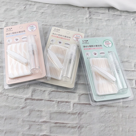 Water Activated Lace Double Eyelid Tape Invisible Glue Free Mesh Eye Lift Stickers With Spray Bottle And Tweezers