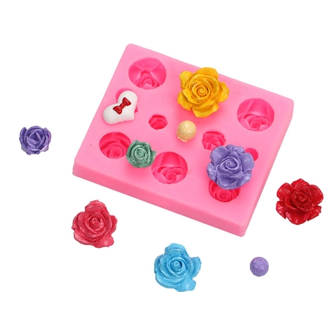 3D Rosenblüte Herz Silikonform Für Fondant Schokolade Tortendekoration Harz Ton Basteln DIY Backwerkzeuge