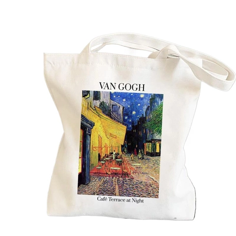 Bolsa De Lona Con Estampado De Pintura Al Óleo De Van Gogh Bolso De Compras Artístico Para Mujer Ecológico
