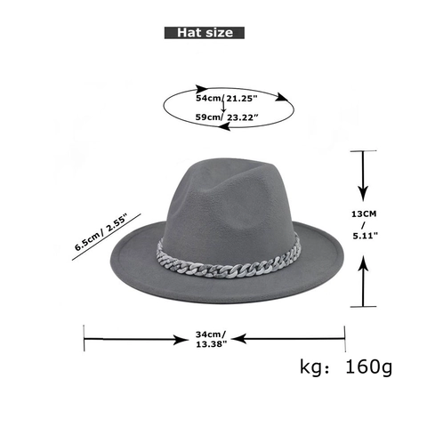 Wide Brim Fedora Hat With Marble Pattern Chain Strap Polyester Cotton Blend Wool Felt Style Jazz Hat For Men Women Kids