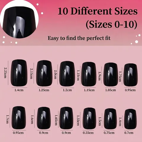 Unghie Finte Nere Lucide Corte Quadrate Punte Artificiali Accessorio Manicure Fai Da Te Donne Qualità Salone