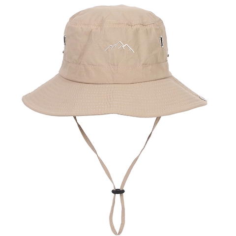 Outdoor Bucket Hat Mountain Embroidery Quick Dry Sun Protection With Adjustable Windproof Rope Casual Summer Travel