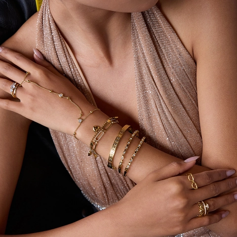 Bracelet À Pendentif Cœur En Acier Inoxydable Pour Femmes Plaqué Or 18K Chaîne À Billes Étanche Hypoallergénique Bijoux